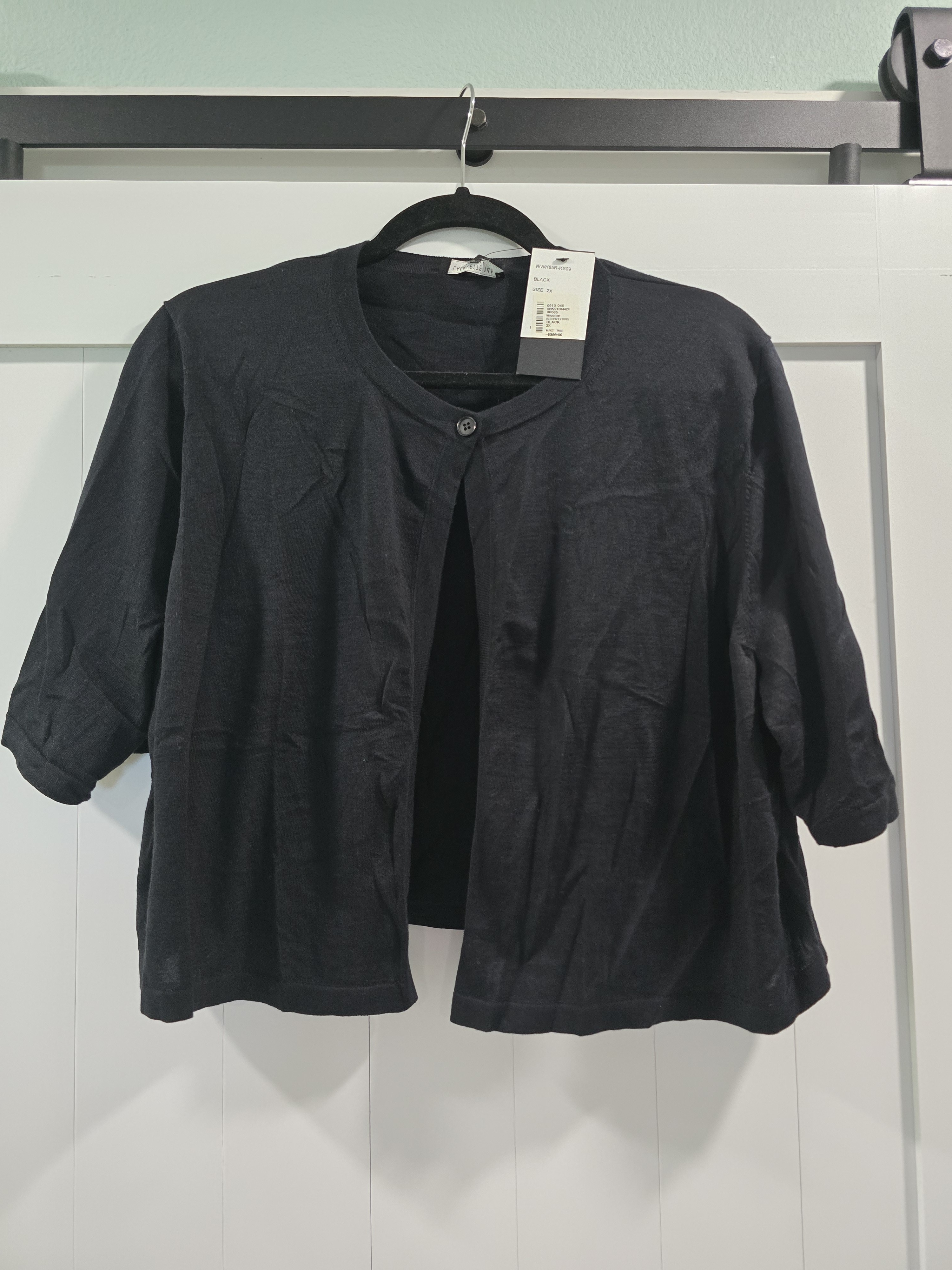 Lafayette 148 New York Black Short-Sleeve Cardigan